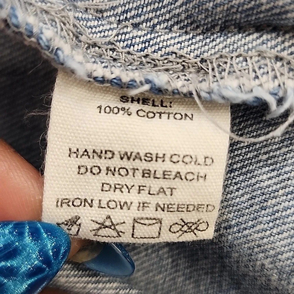 Arula Light Wash Fringe Denim Shacket Oversized Western Jacket Size 1X - Picture 7 of 8